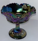 Fenton Vintage Amethyst Carnival Glass Pedestal Decorative Dish Bowl 5.2” Tall