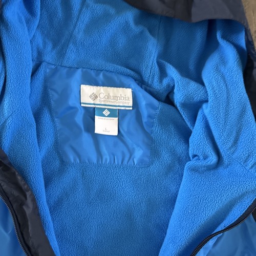 Columbia Rain Jacket boys 14/16 L Windbreaker Youth Large Blue Hooded Full Zip - Picture 3 of 5