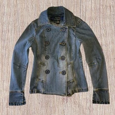 Womens/Jrs Yada Yada Button Up Denim Jean Jacket Coat Blazer Sz M