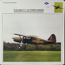 Fairchild UC-61 UC61 Forwarder Picture Original Vtg Info Aircraft Card