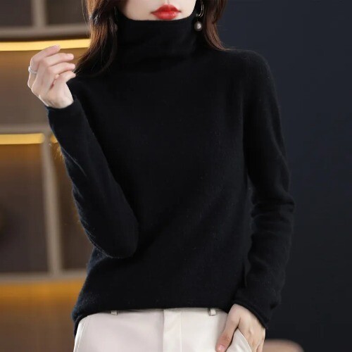 Wool Women Sweaters Long Sleeve Turtleneck Warn Female Pullover Kintted Tops - Bild 9 von 41