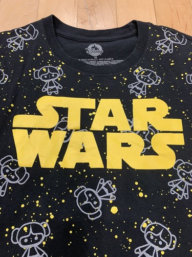 Star Wars Cute Cutesy Princess Leia Black Youth Junior XS Yellow Anime Print EUC - Picture 3 of 8