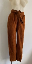 Zimmermann Caramel Brown Suede Leather Tapered Pants Trousers AU 0 XS New Marks
