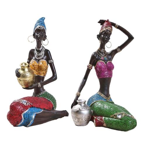 African Figurine Women Figure Tribal LaDY Statue Sculpture - Afbeelding 1 van 7