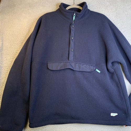 Wellen Fleece Pullover Mens Size XL Navy Kangaroo Pocket 1/2 Zip Snaps XL - Picture 8 of 12