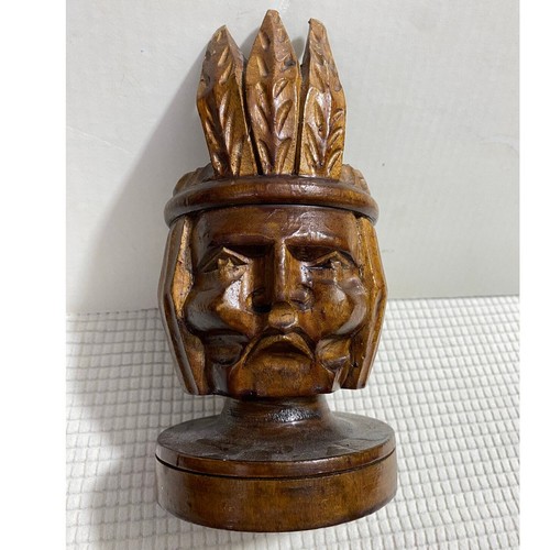 Wooden Indian statue head
