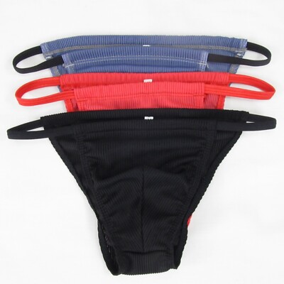 K414 QS Mens Bikini String waist Adjustable Style Jersey C-thru Stripe Jersey