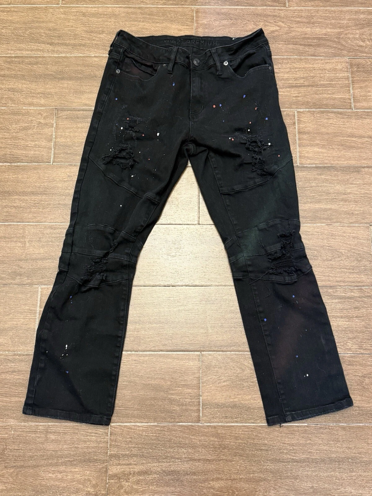 Jean homme Rue21 Supreme Flex empilé skinny noir vieilli taille 32x30