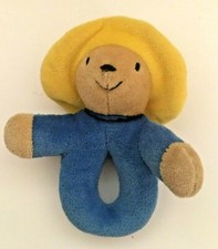 Vintage Paddington Bear Plush Baby Ring RATTLE Eden Toy Doll 6"