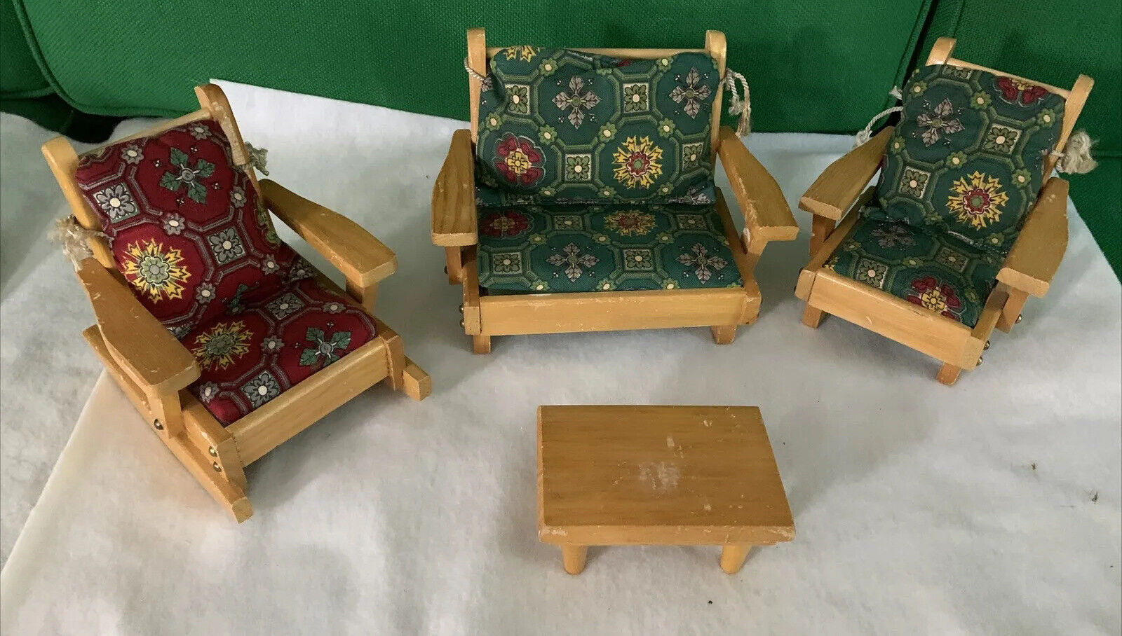 Vintage Dollhouse PERT PAT Products Inc. Boscawen NH Couch & Arm Chair Set