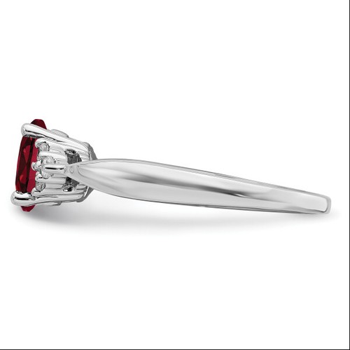 14K White Gold Created Red Ruby Diamond Ring July Birthstone Jewelry - Picture 5 of 90