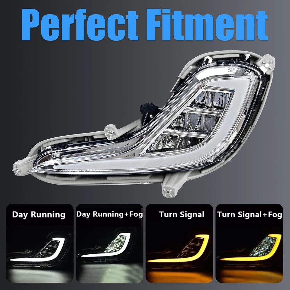 LED Fog Lights Front Bumper Lamps For 2012-2017 Hyundai Accent with DRL+Wiring - Imagem 2 de 4