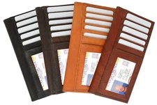 Genuine Leather Standard Checkbook Cover Wallet 5 Credit Card ID Holder