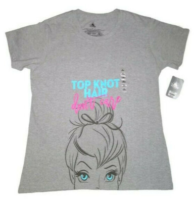Disney Tinkerbell Top Knot Hair Don't Care Ladies T Shirt