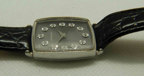 Vintage Solid 14k White Gold Longines With Diamond Dial Watch Hand Wind Movement - Picture 6 of 10