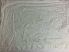 Vintage white cotton lightweight HAND EMBROIDERED crib sheet