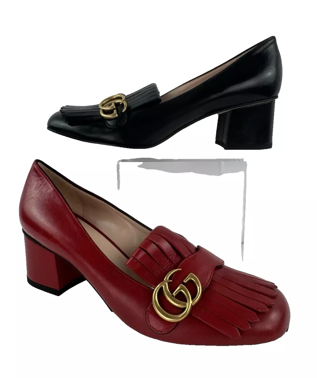 Chaussures mocassins Gucci authentiques neuves Mis Match taille 10 11 US 40 41 EU noir rouge or GG