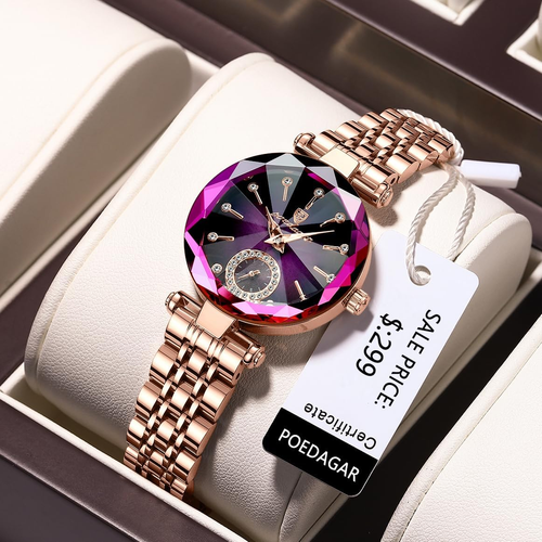 Top Brand Luxury Women'S Watch Diamond Dial Elegant Watch for Women Leather Quar - Picture 6 of 12