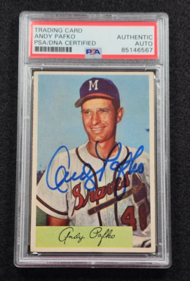 1954 ANDY PAFKO Signed Bowman Baseball Card-MILWAUKEE BRAVES-PSA