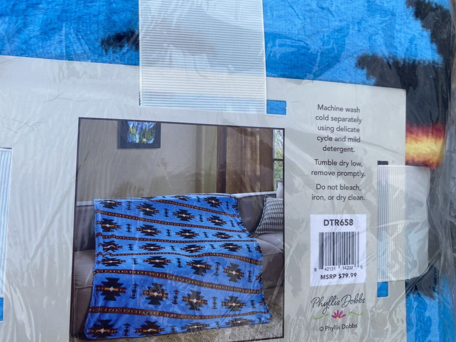 Regal Comfort Native Turquoise fleece lined soft flannel throw blanket 50" X 70"