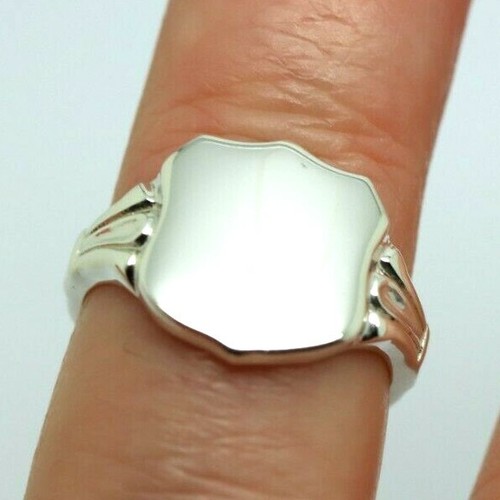 Kaedesigns New Sterling Silver Shield Large Signet Ring Size Q / 8 - Picture 2 of 14