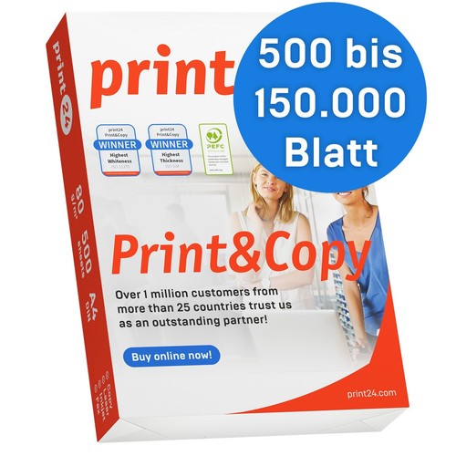 print24 Druckerpapier Kopierpapier 500 - 150000 Blatt A4 80g Premium Hochweiß