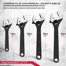 Adjustable Wrench Set Wrenches Set: 4-Piece 6, 8, 10, 12 Inch Chrome Vanadium St