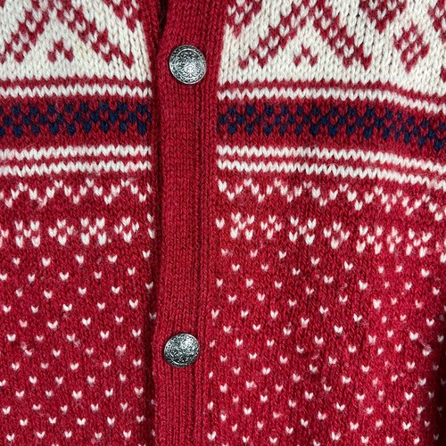 L.L. Bean Cardigan Sweater Mens XL Red Fair Isle Knit Button Front Heavy Holiday - Picture 5 of 8