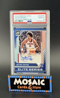 2024 Panini Optic PSA 10 GEM JULIUS ERVING Elite Signature SSP /20