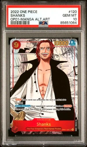 ONE PIECE SHANKS 2022 OP01-ROMANCE DAWN #120 MANGA ALT ART PSA 10