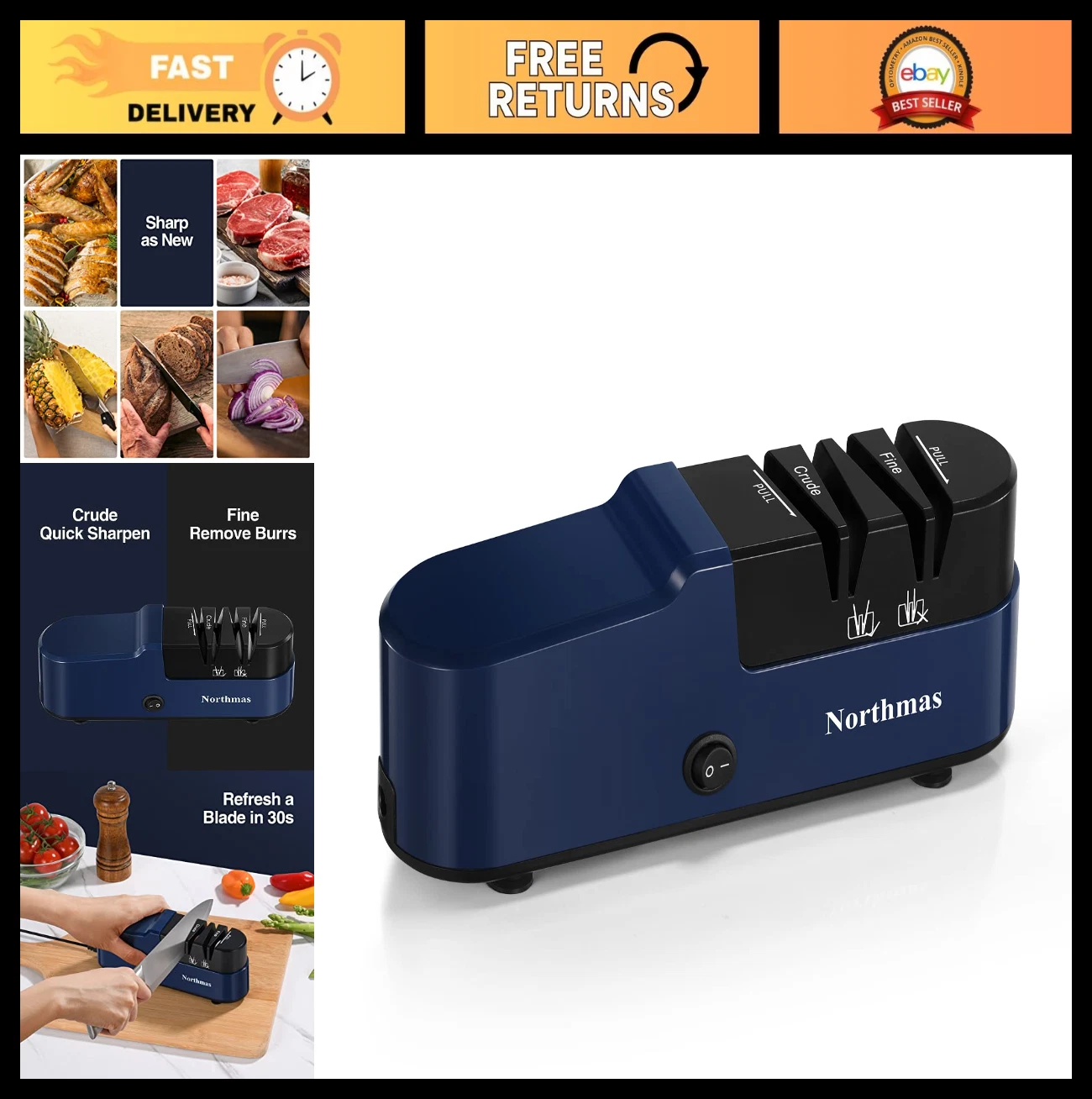 Professional Electric Knife Sharpener - 2 Stage Quick Sharpening & Polishing, Gl