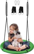 24 Inch Saucer Tree Swing Set for Kids & Adults Adjustable Flying Swing Seat