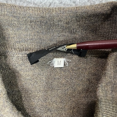 100% Wolle Polo Pullover Herren Braun Langarm Made In Italy Forum Knopf - Bild 2 von 6