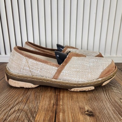 Tony Lama Renata Womens Sz 7.5 Beige Canva Burlap Slip On Western Loafers Shoes