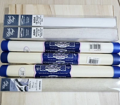 Menge 6 - 15"x18" Charles Craft Aida Tuch 14 Kt & 18 kt Kreuzstich Stoff Neu aus altem Lagerbestand - Bild 1 von 4