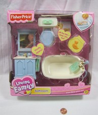 NEW Fisher Price Loving Family Dollhouse BLUE BATHROOM Tub Toilet Sink 2002