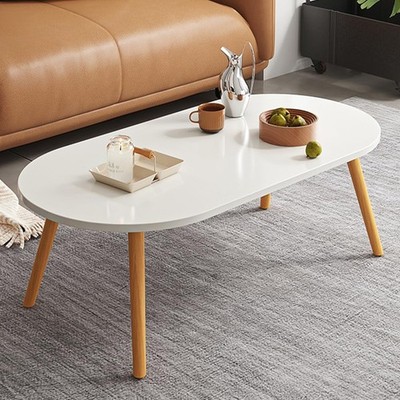 Niedriger ovaler Couchtisch, massive Tischbeine, Mid Century Modern CM, Marmor weiß 