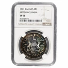 1971 Canadian Silver Dollar $1 British Columbia Centennial NGC SP 66