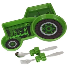 Funwares Green Tractor Engaging Kids' Dinnerware Set: Durable, 