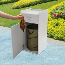 Trash Can 30Gal/120Qt Commercial Trash Can Trash Can Cabinet Freestanding Silver