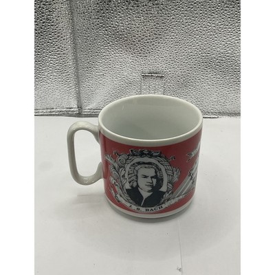 Johann Sebastian Bach Coffee Cantata Mug Red Portrait Music Notes Ceramic