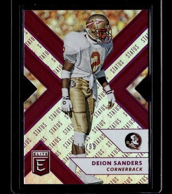 (8236) Deion Sanders #/99 2018 Elite Draft Picks Status Die Cut Purple