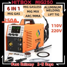110V 220V 5-in-1 Aluminum MIG Welder Gas/Gasless 250 AMP TIG MMA Welding Machine