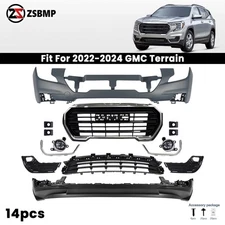 Front Bumper Cover Kit For 2022-2024 GMC Terrain Grille Assembly w/ Fog lights