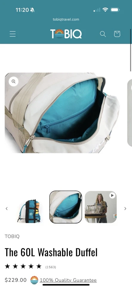 Bolsa de viagem Tobiq 60L preta lavável para viagem fácil cuidado (Badlands) nova com etiquetas - Imagem 2 de 4