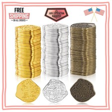 50 Pcs Metal Pirate Coins Spanish Doubloon Replicas Gold Silver Bronze Treasure