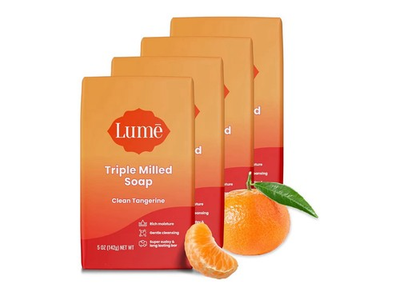 #ad 4 PACK LUME Triple Milled Bar Soap CLEAN TANGERINE Moisturizing Gentle NEW $23.20