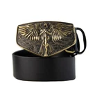 Leather belt with Archangel Michael brass buckle, St. Michael, Angel, Christian