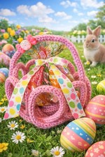Handmade Easter Bunny Baskets Easter Egg Basket With 100g Of Jelly Sweets