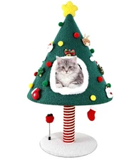 Chirstmas Cat Tree,Cat Christmas Tree Tower with Scratching Post for Indoor